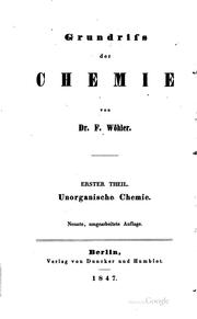 Grundriss der Chemie by Friedrich Wöhler