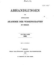 Cover of: Abhandlungen der königlichen Akademie der Wissenschaften in Berlin
