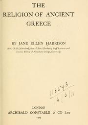 Cover of: The religion of Ancient Greece. by Jane Ellen Harrison