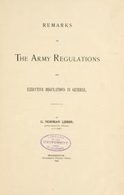 Cover of: Remarks on the army regulations and executive regulations in general