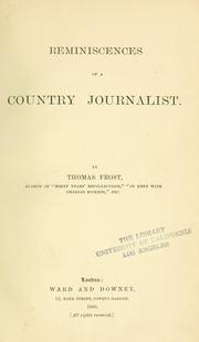 Cover of: Reminiscences of a country journalist. by Thomas Frost