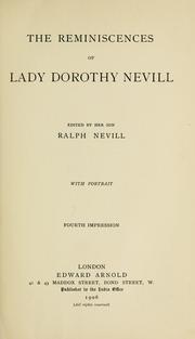 Cover of: reminiscences of Lady Dorothy Nevill: edited by her son Ralph Nevill.