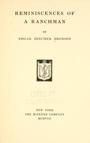 Cover of: Reminiscences of a ranchman by Edgar Beecher Bronson