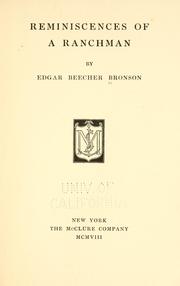 Cover of: Reminiscences of a ranchman by Edgar Beecher Bronson, Edgar Beecher Bronson