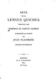 Cover of: Arte de la lengua quichua