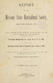 Cover of: Report of the Missouri State Horticultural Society for the year ... by 