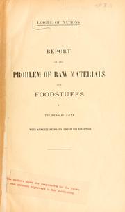 Cover of: Report on the problem of raw materials and foodstuffs