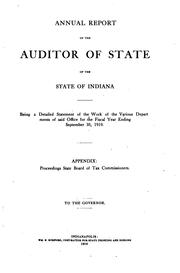 Annual Report of the Auditor of State of the State of Indiana by Indiana Dept. of Audit and Control