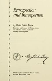 Cover of: Retrospection and introspection by Mary Baker Eddy