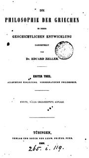Cover of: Die Philosophie der Griechen. 3 Theile [in 4]. 3 Theile [in 5]. by Eduard Zeller
