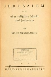 Cover of: Rettung der Juden.: Aus dem Englischen Übers. von Moses Mendelssohn (Berlin 1782)