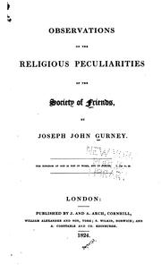 Cover of: Observations on the Religious Peculiarities of the Society of Friends