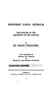 Cover of: The Voice of German East Africa: The English in the Judgment of the Natives by Hans Poeschel