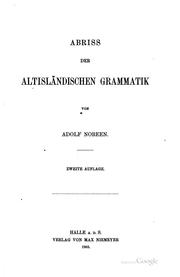 Cover of: Abriss der Altisländischen Grammatik
