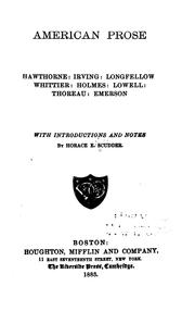 Cover of: American Prose: Hawthorne, Irving, Longfellow, Whittier, Holmes, Howell ...