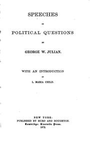 Cover of: speeches on political questions by l. maria child