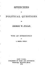 Cover of: speeches on political questions