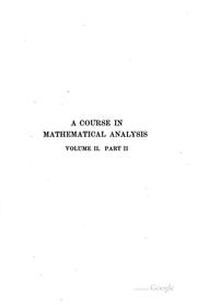 Cover of: A Course in Mathematical Analysis