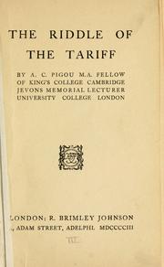 Cover of: riddle of the tariff