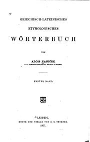Cover of: Griechisch-lateinisches Etymologisches Wörterbuch