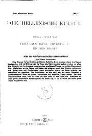 Cover of: Die hellenische Kultur