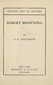 Cover of: Robert Browning by Gilbert Keith Chesterton