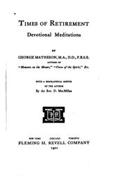 Cover of: Times of Retirement: Devotional Meditations by George Matheson , Donald Macmillan