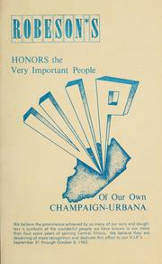 Cover of: Robeson's honors the very important people of our own Champaign-Urbana. by 