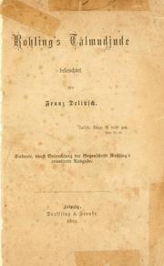 Cover of: Rohl ing's Talmudjude beleuchtet by Franz Julius Delitzsch