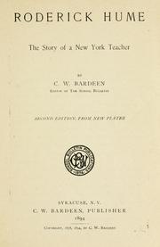 Cover of: Roderick Hume, the story of a New York teacher
