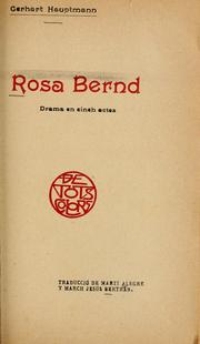 Cover of: Rosa Bernd: drama en cinch actes