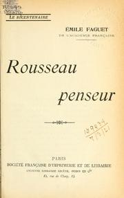 Cover of: Rousseau penseur.