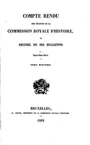 Cover of: Bulletin de la Commission royale d'histoire
