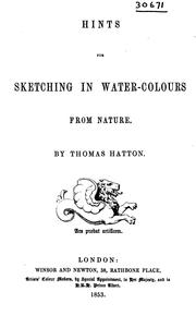Cover of: Hints for Sketching in Water-colours from Nature