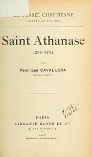 Cover of: Saint Athanase (295-373) by Ferdinand Cavallera