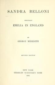 Cover of: Sandra Belloni by George Meredith