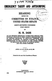 Cover of: Emergency Tariff and Antidumping: Hearings ... Sixty-seventh Congress, First Session, on H.R ...