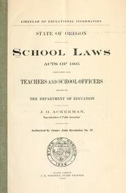 Cover of: School laws.: Acts of 1905 ... issued by the Department of Education ...