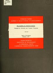 Cover of: The science of strategy-making: managerial methods and planner programs.