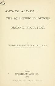 Cover of: scientific evidences of organic evolution.