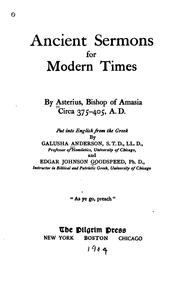 Ancient Sermons for Modern Times by Saint Asterius, Bishop of Amasia