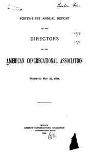 Cover of: Annual Report of the Directors of the American Congregational Association