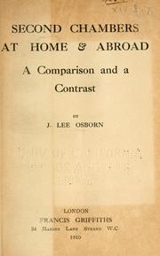 Cover of: Second chambers at home & abroad. by J Lee Osborn