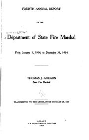 Cover of: Annual Report of the Department of State Fire Marshal ...: Transmitted to ...