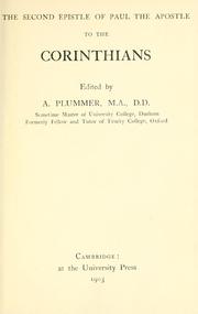Cover of: The Second epistle of Paul the apostle to the Corinthians by edited by A.Plummer...