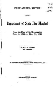 Cover of: Annual Report of the Department of State Fire Marshal ...: Transmitted to ...