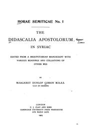 Cover of: The Didascalia Apostolorum in Syriac by Margaret Dunlop Gibson