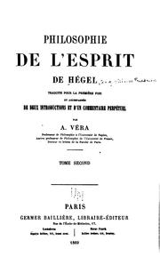 Cover of: Philosophie de l'esprit, de Hégel