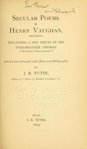 Cover of: Secular poems: including a few pieces by his twin-brother Thomas ("Eugenius Philalethas.")