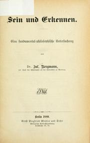 Cover of: Sein und Erkennen by Julius Bergmann